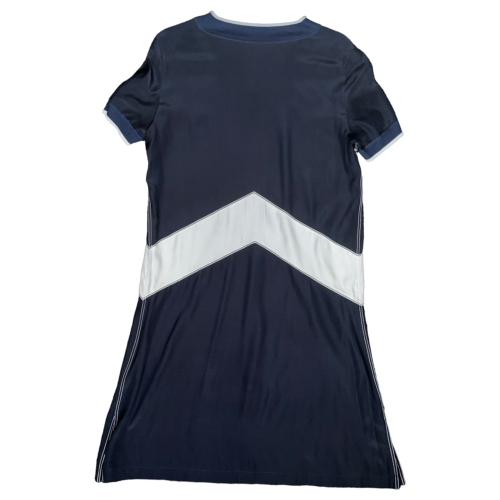 Rag & Bone Navy Blue 100% Silk Chevron Dress - Size Small - Picture 11 of 15